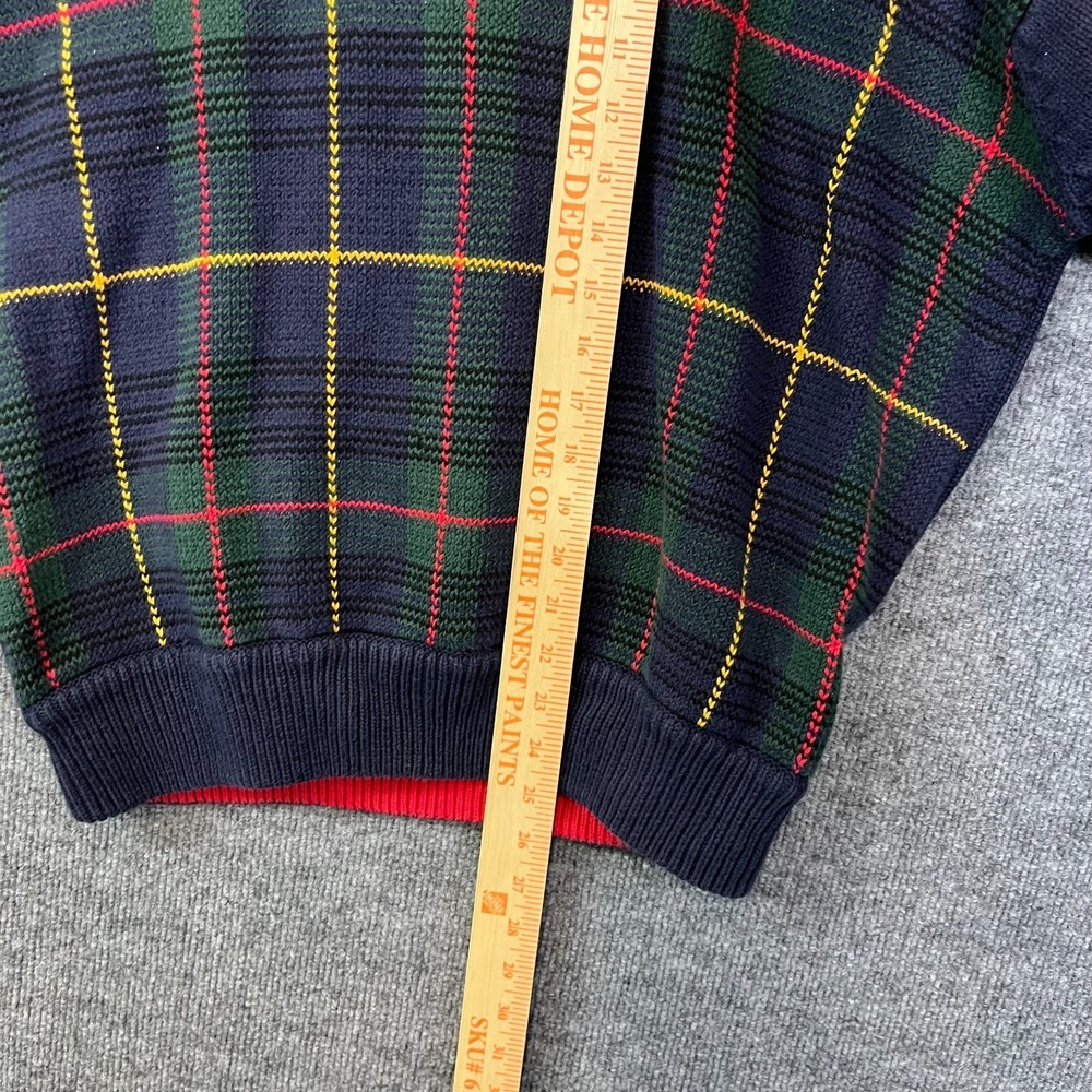 Vintage Tommy Hilfiger Sweater Mens Navy Green Knit Long Sleeve Pullover - Large - Picture 4 of 16